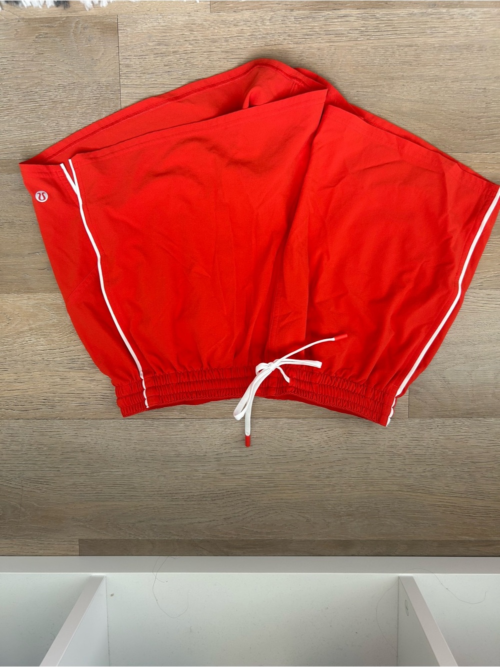 lululemon athletica women’s Red Athletic Shorts with White Piping